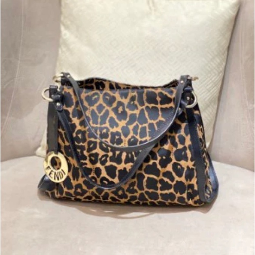 RARE Fendi Leopard Chef Shoulder Bag